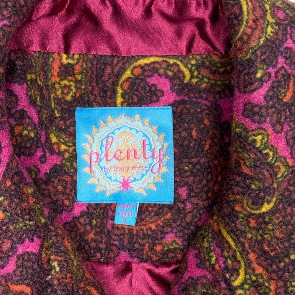Anthropologie Plenty By Tracy Reece Plum Paisley Coat‎
